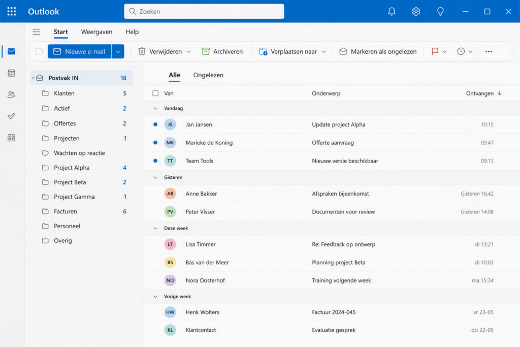 Gestructureerde inbox